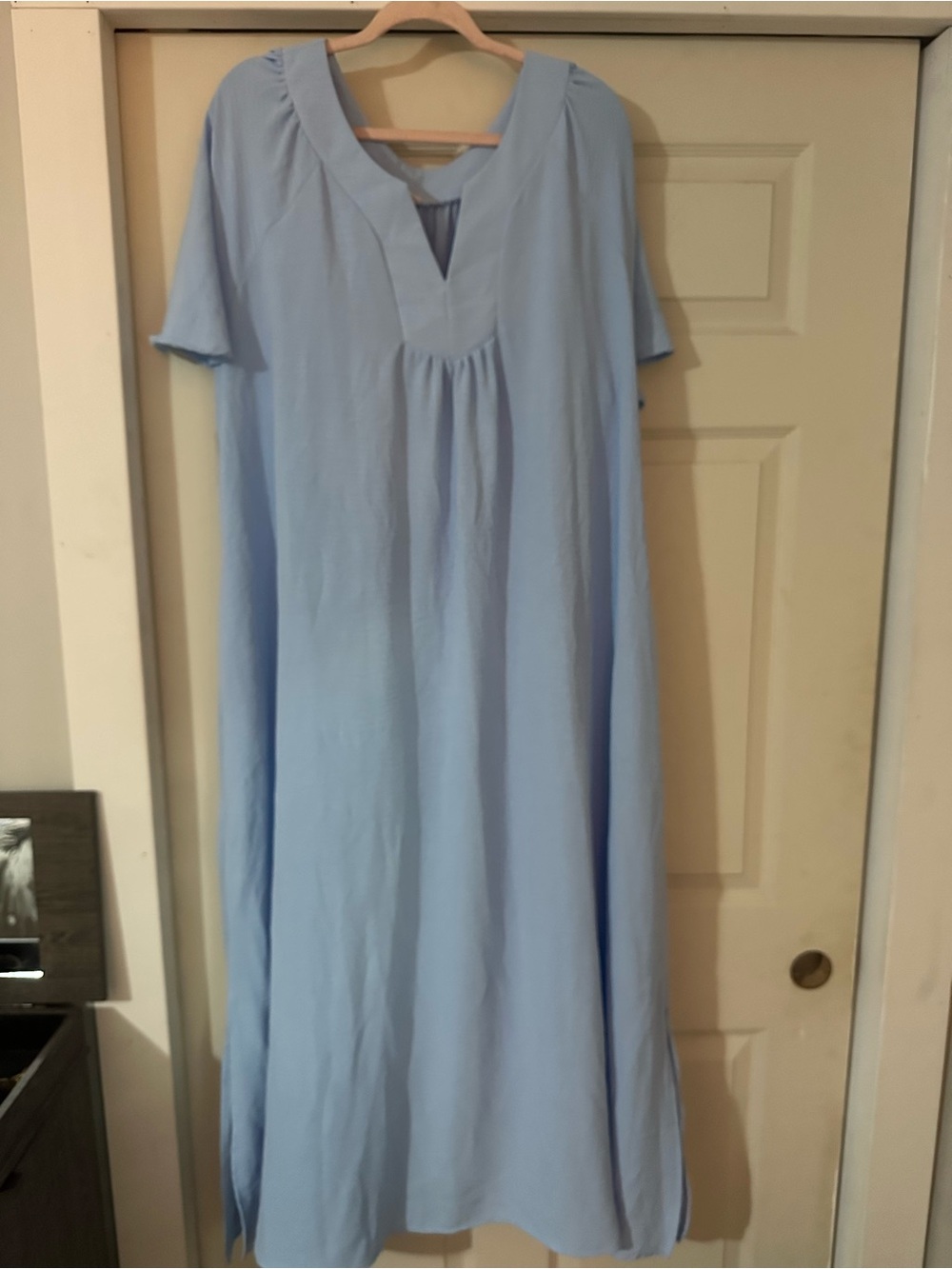 Junarose Pale Blue Flowing Maxi Dress with V-Style Neck